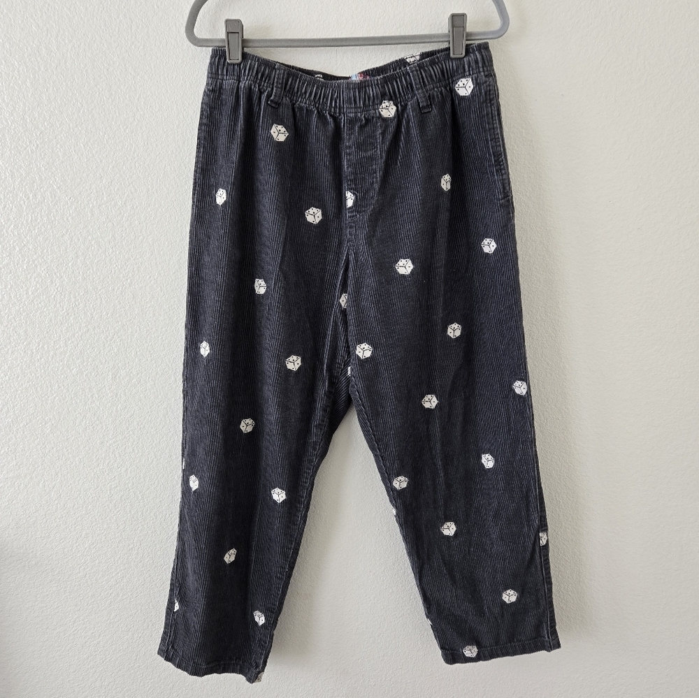 Urban Outfitters Men’s Gray Corduroy Pull-On Pants Embedded Dice size Large - Picture 2 of 16